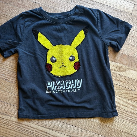 H&M Other - H&M Kids Pikachu Tee - Black with Yellow and Red SEQUINS 5-6T